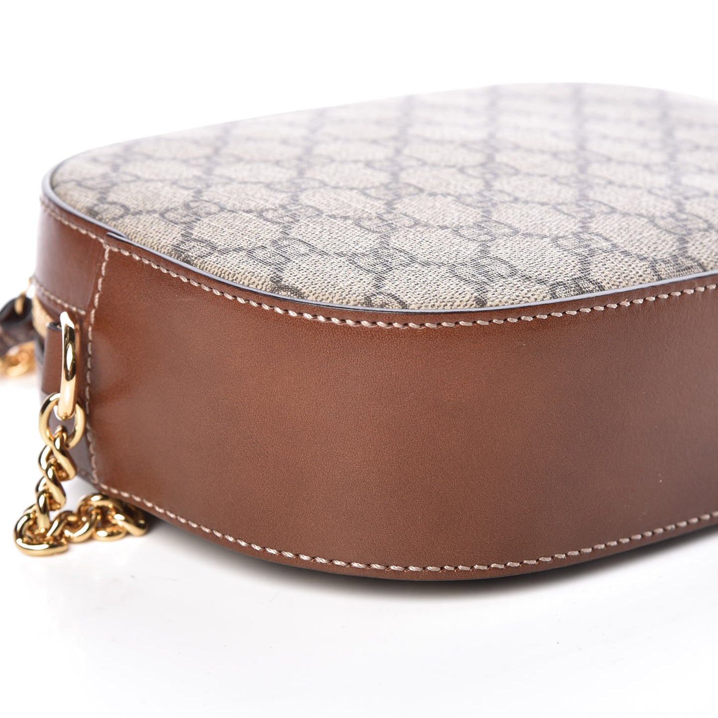 GG Supreme Monogram Cuoio Toscano Mini Chain Shoulder Bag Beige Ebony Cuir