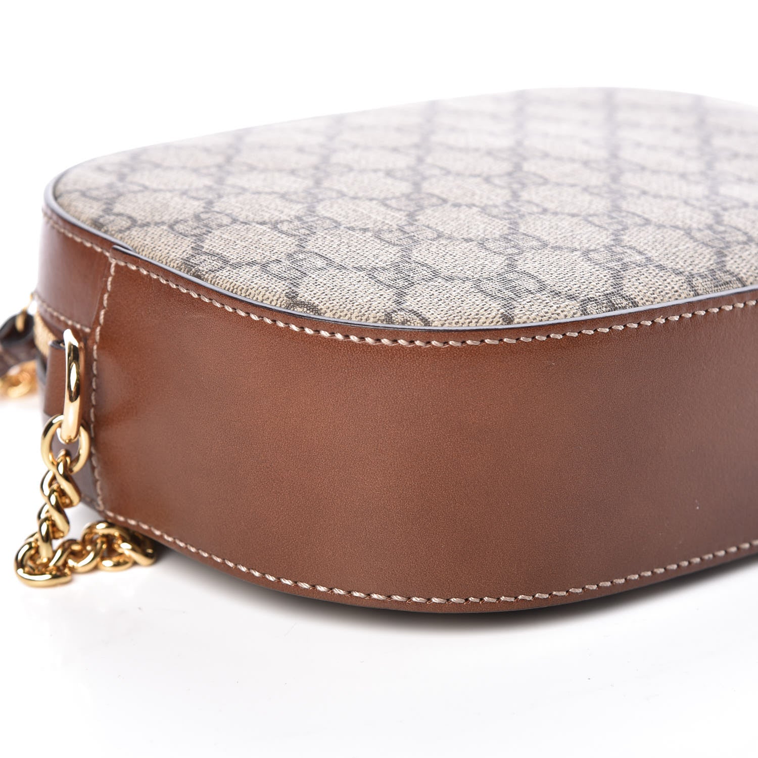 Gucci GG Supreme Monogram Cuoio Toscano Mini Chain Shoulder Bag Beige Ebony Cuir 8 of 9