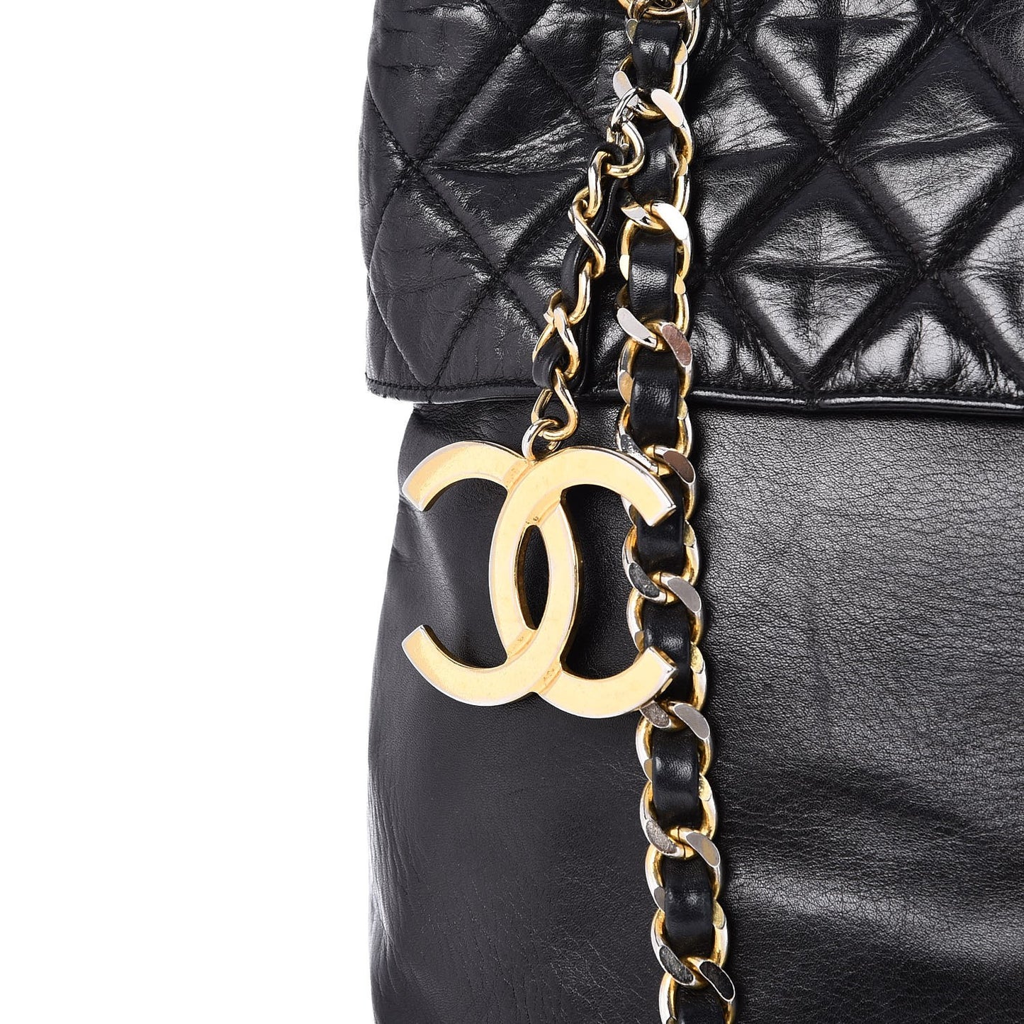 Calfskin Quilted Large Shoulder Bag Black