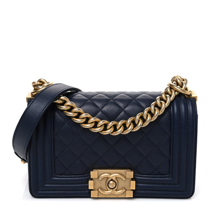 Chanel Caviar Quilted Small Boy Flap Navy 1 of 10