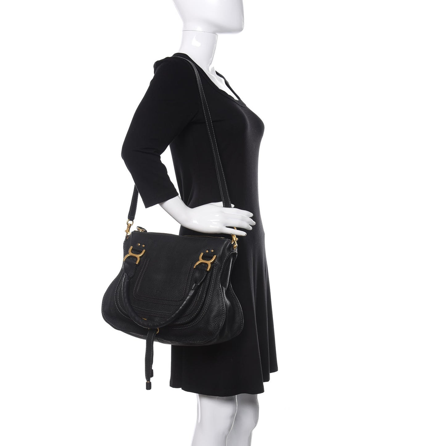 Calfskin Medium Marcie Satchel Black