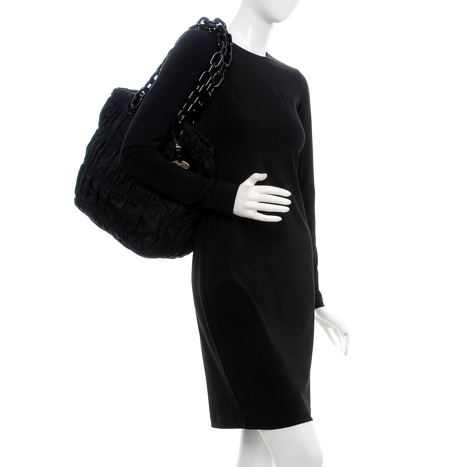 Prada Tessuto Nylon Gaufre Tote Black 2 of 8