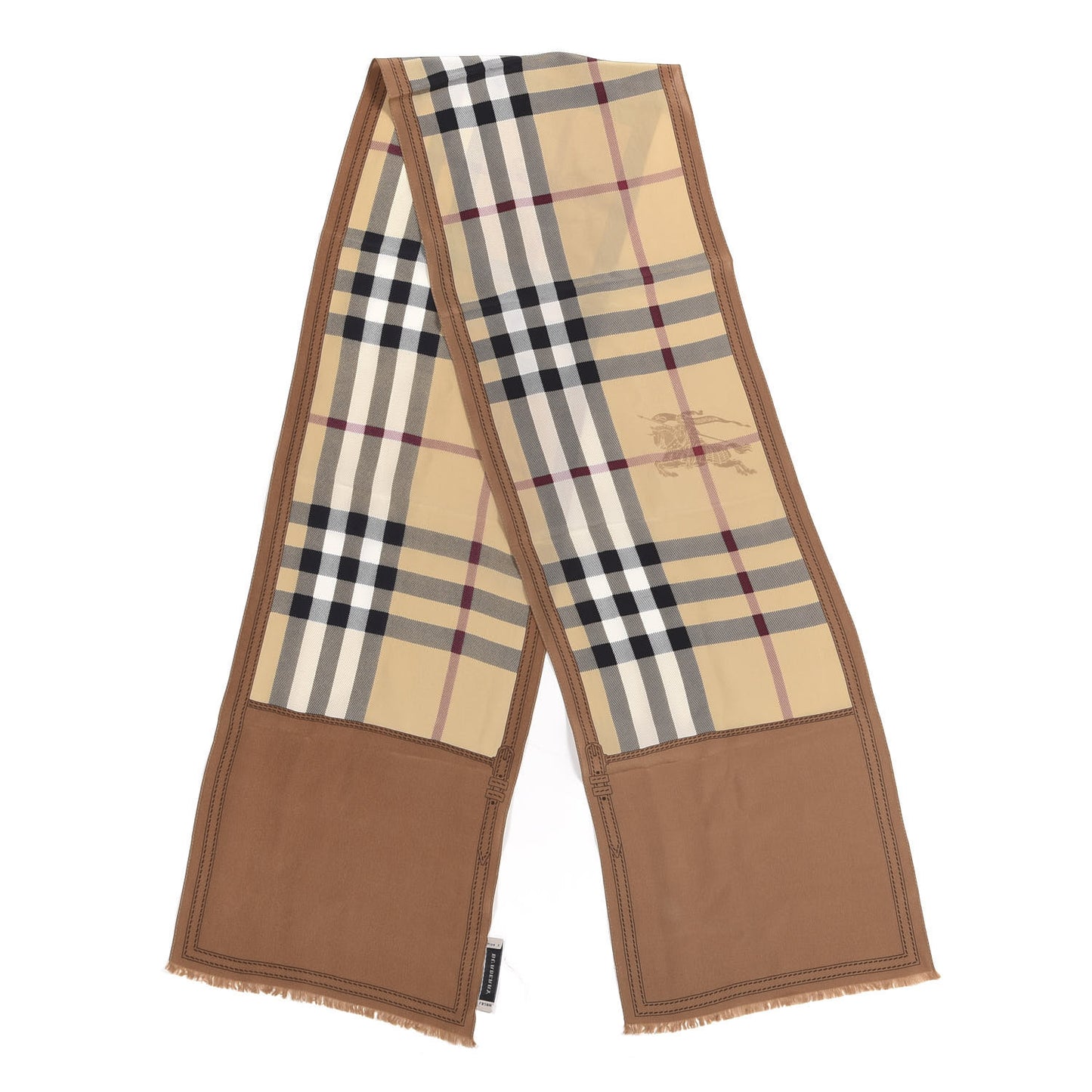 Modal Silk Cashmere Haymarket Check Scarf Bronze