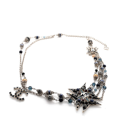 Chanel Pearl Crystal Beaded CC Multi Strand Belt Silver Black 1 of 7