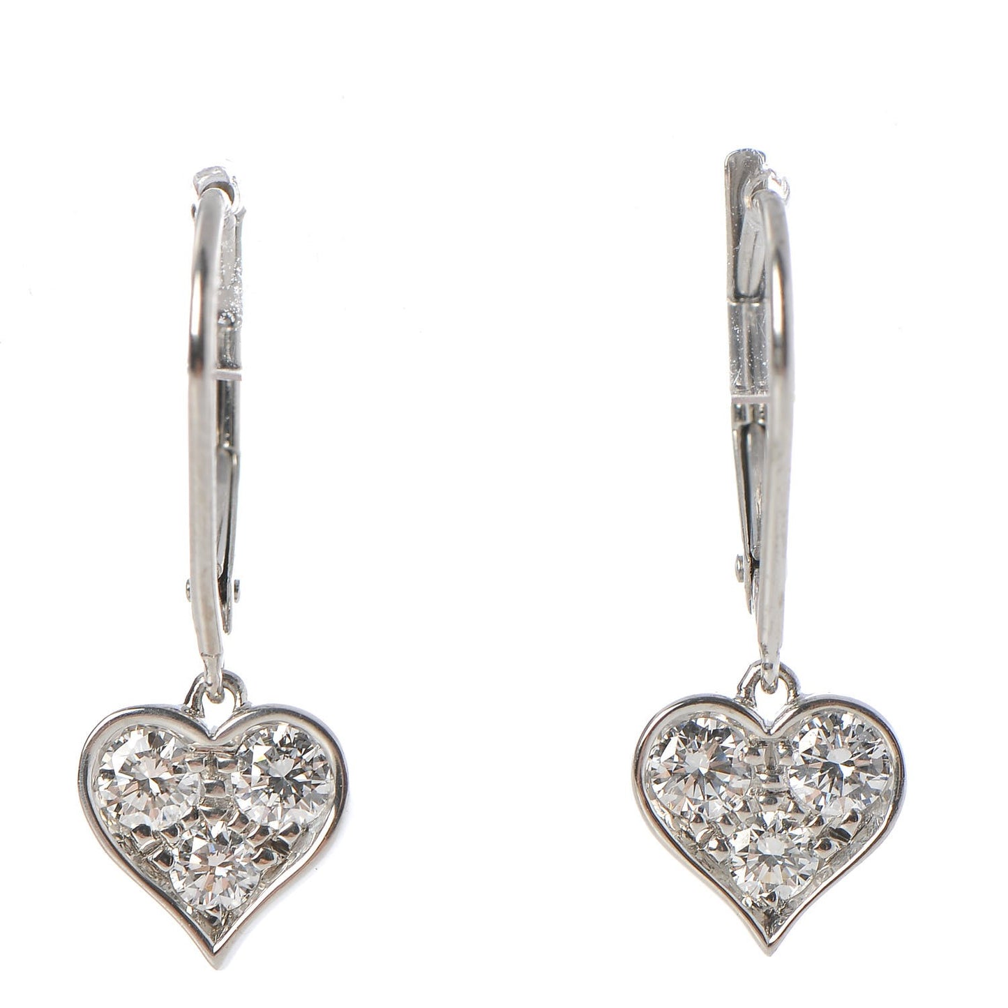 Platinum Diamond Heart Drop Earrings