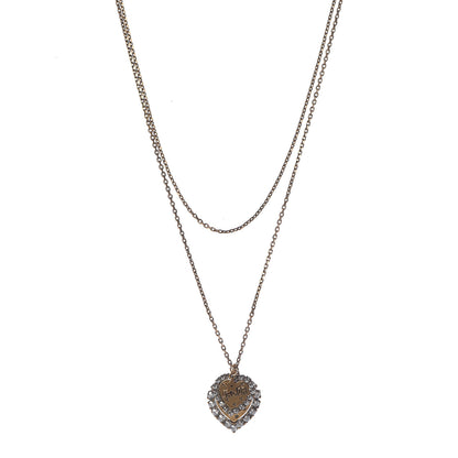 Christian Dior Metal Double Heart J'adior Necklace Aged Gold 1 of 8