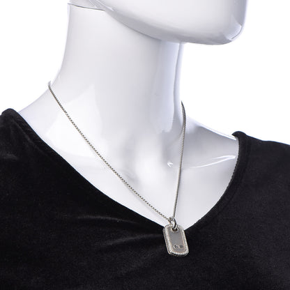 David Yurman Sterling Silver Mother Of Pearl Diamond Small Dog Tag Necklace 2 of 5