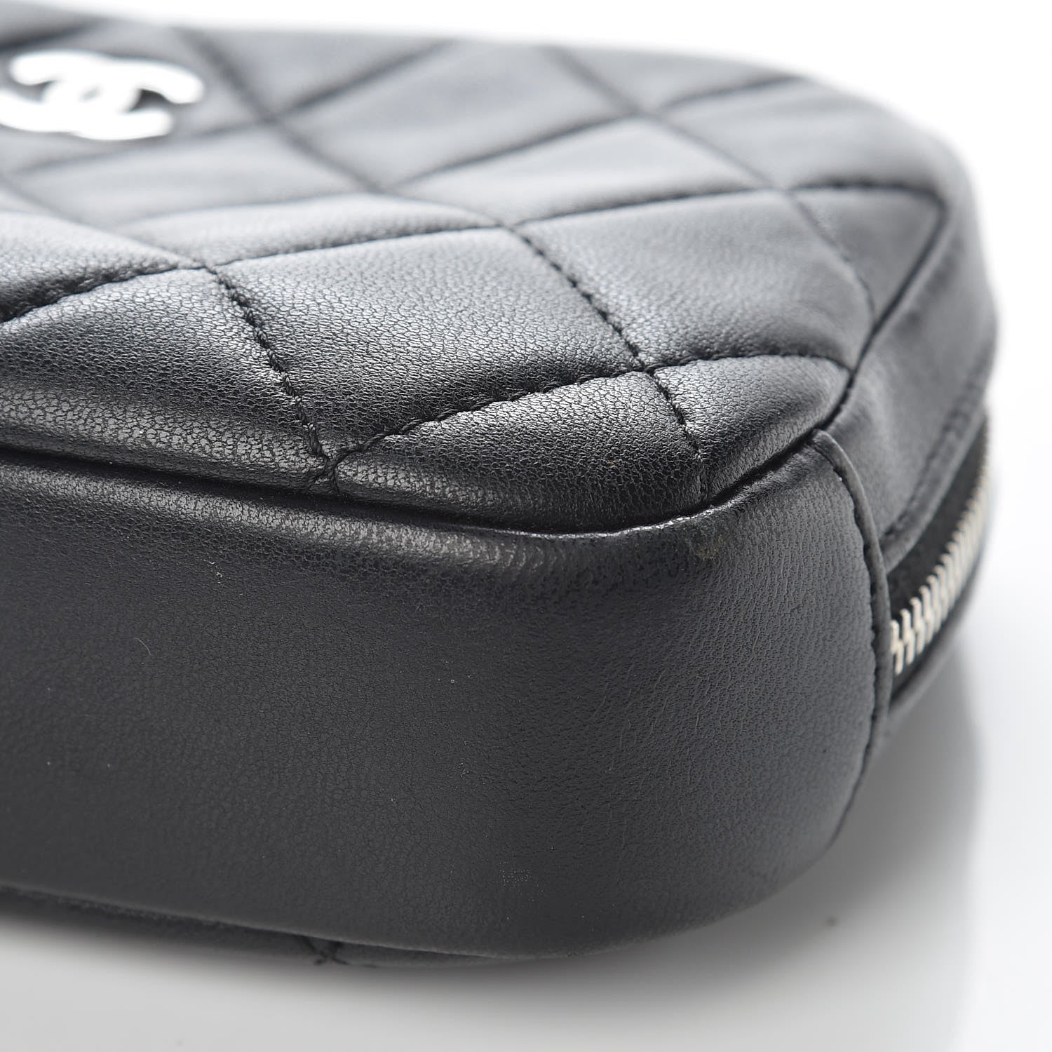 Chanel Lambskin Quilted Small Curvy Pouch Cosmetic Case Black 9 of 10