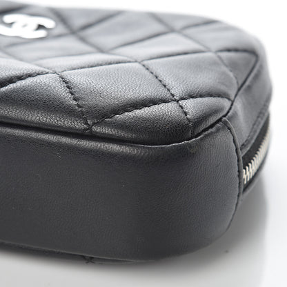 Chanel Lambskin Quilted Small Curvy Pouch Cosmetic Case Black 9 of 10