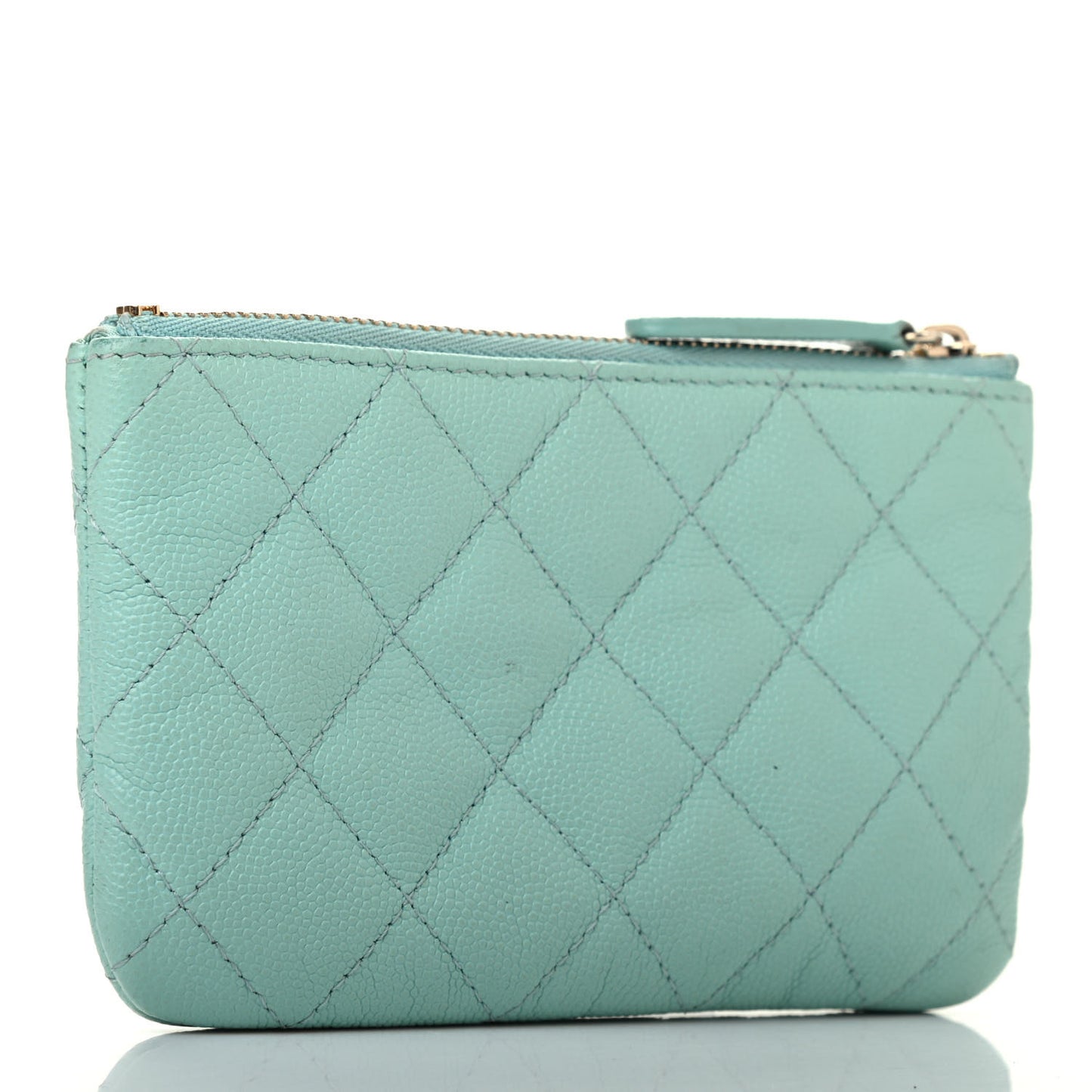 Caviar Quilted Small Cosmetic Case Light Blue