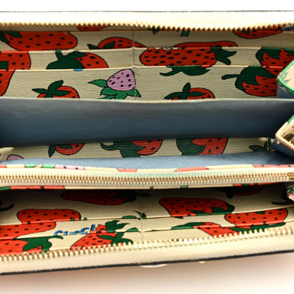 Gucci Grainy Calfskin Strawberry Zumi Zip Around Wallet Ivory Red 5 of 10