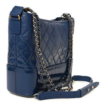 Chanel Patent Goatskin Quilted Medium Gabrielle Hobo Blue 3 of 10