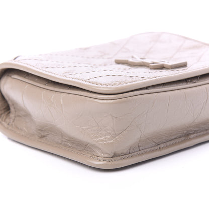 Saint Laurent Crinkled Calfskin Matelasse Monogram Niki Chain Wallet Dusty Grey 6 of 9