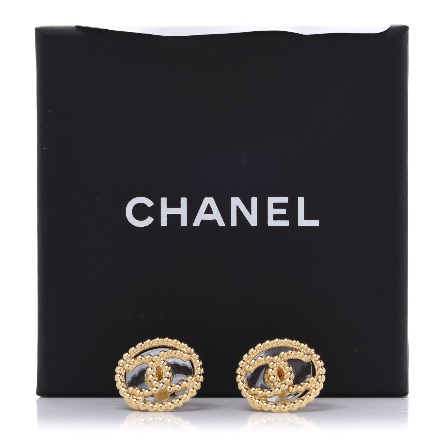 Chanel Metal Bead Round CC Stud Earrings Gold 5 of 5