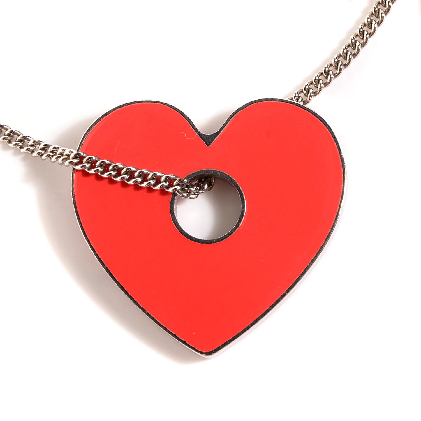 Enamel Heart CC Charm Bracelet Silver
