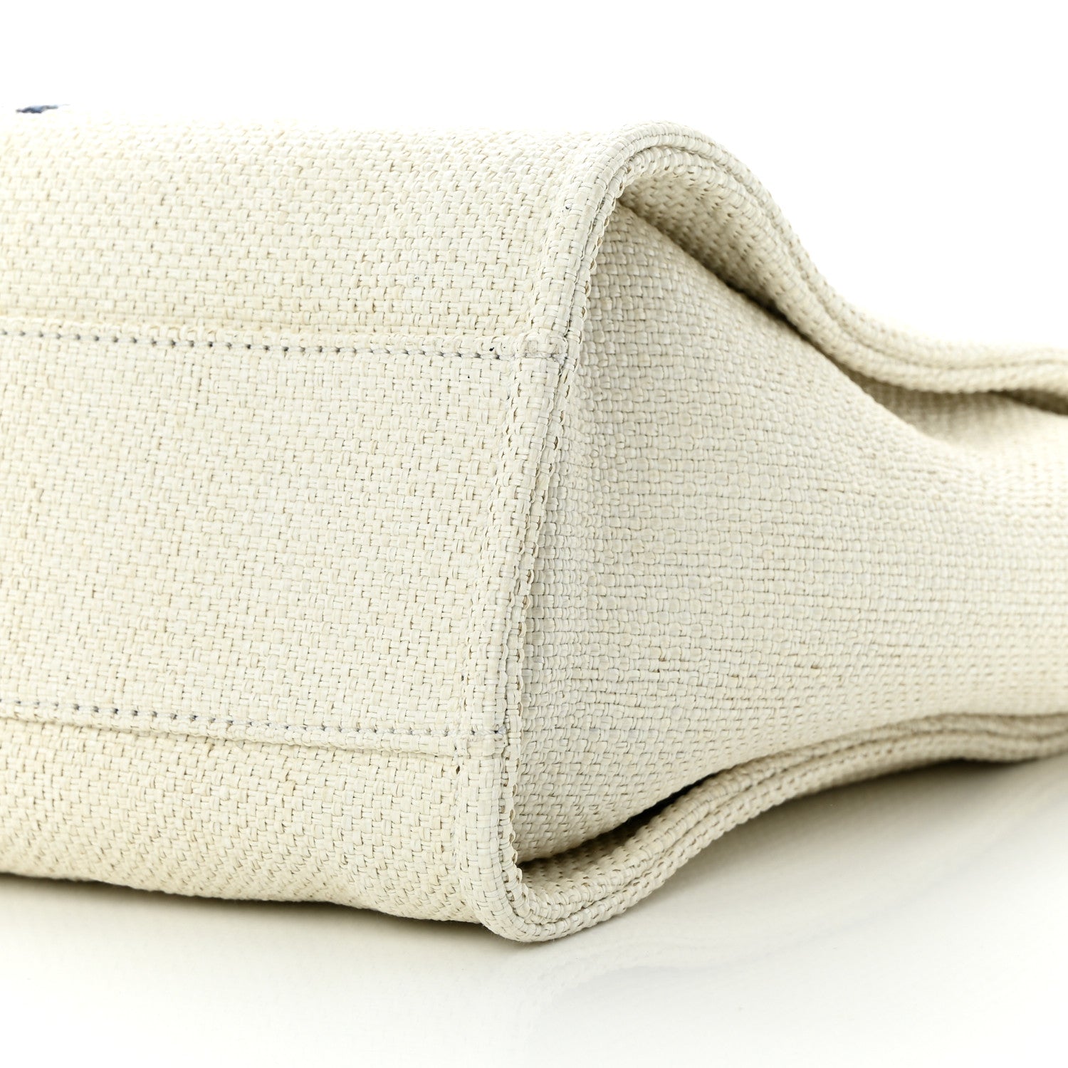 Chanel Woven Straw Raffia Small Deauville Tote White Navy 10 of 11
