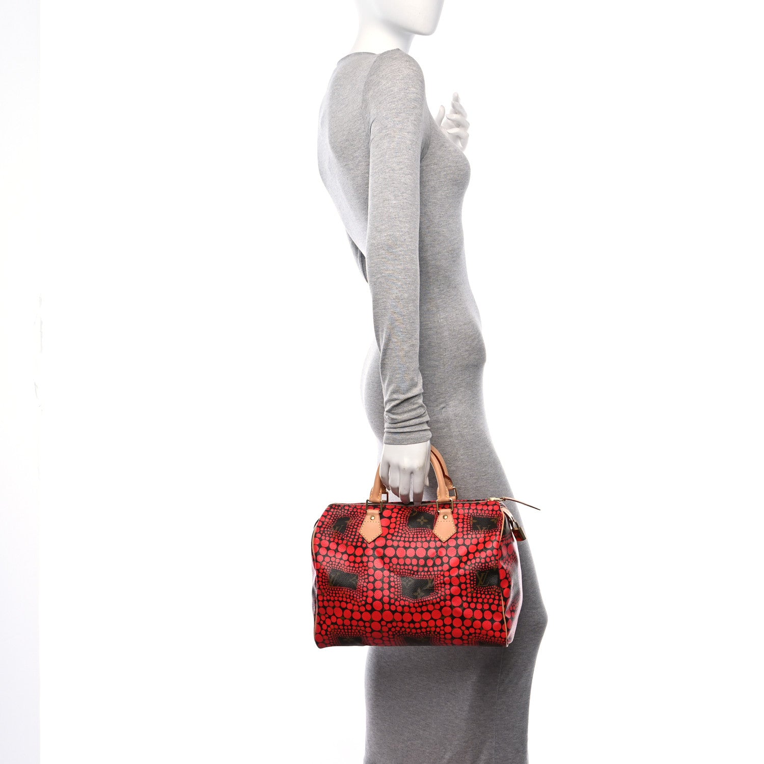 Louis Vuitton Monogram Kusama Town Speedy 30 Red 2 of 12