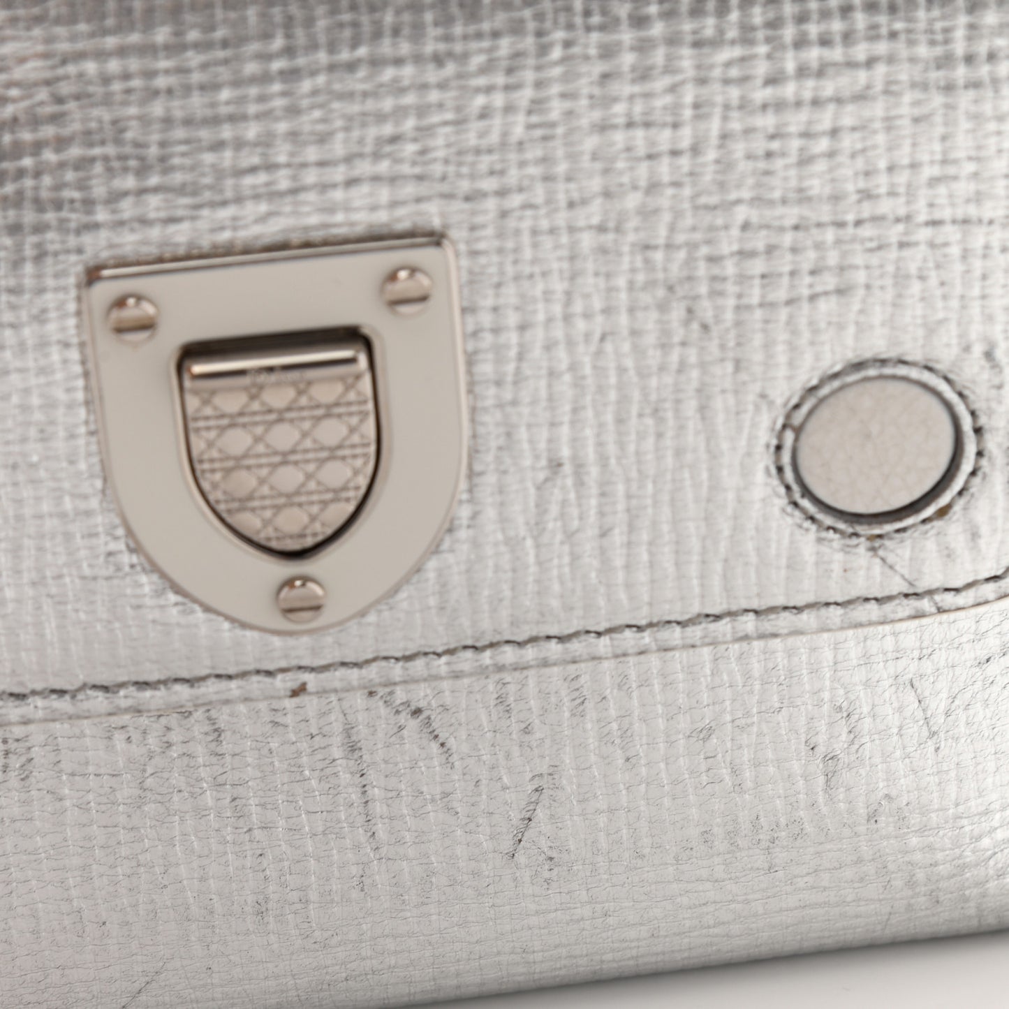 Metallic Goatskin Diorever Tri-Fold Wallet Silver
