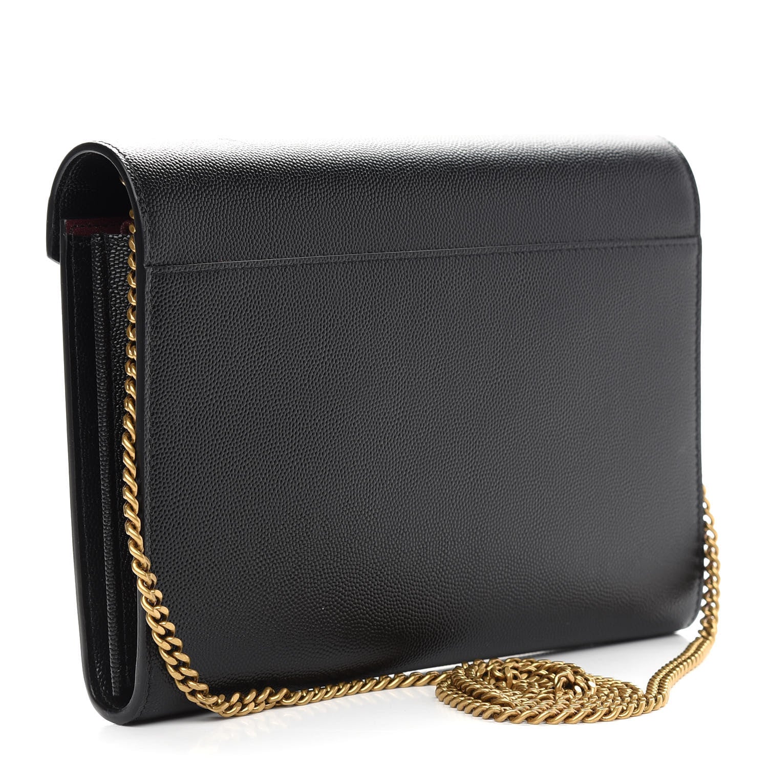 Saint Laurent Grain De Poudre Monogram Cassandra Chain Wallet Black Rouge Legion 3 of 9