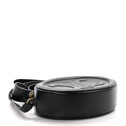 Celine Smooth Calfskin Cuir Small Triomphe Oval Crossbody Purse Black 4 of 10