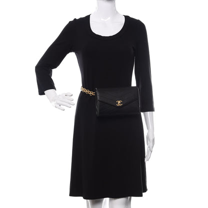 Chanel Calfskin Chevron Stitched Coco Waist Bag Black 2 of 10