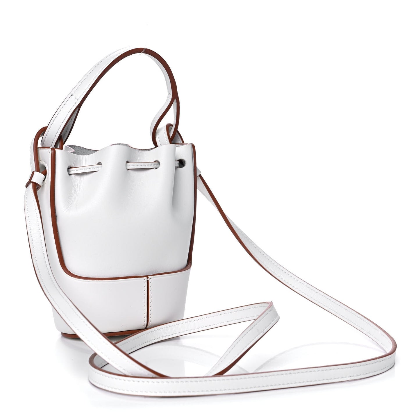 Calfskin Nano Balloon Bucket Bag Soft White
