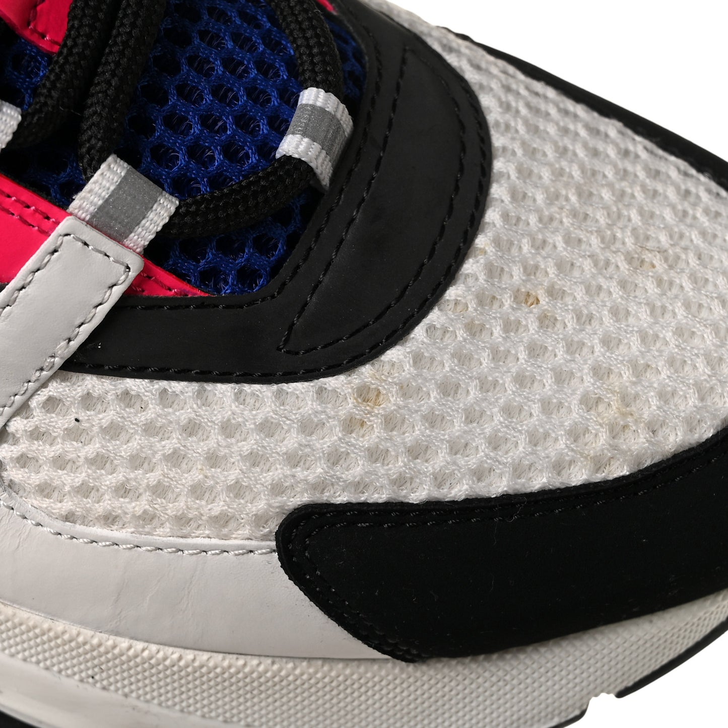 Technical Mesh Calfskin Mens B22 Sneakers 44 White Pink Blue