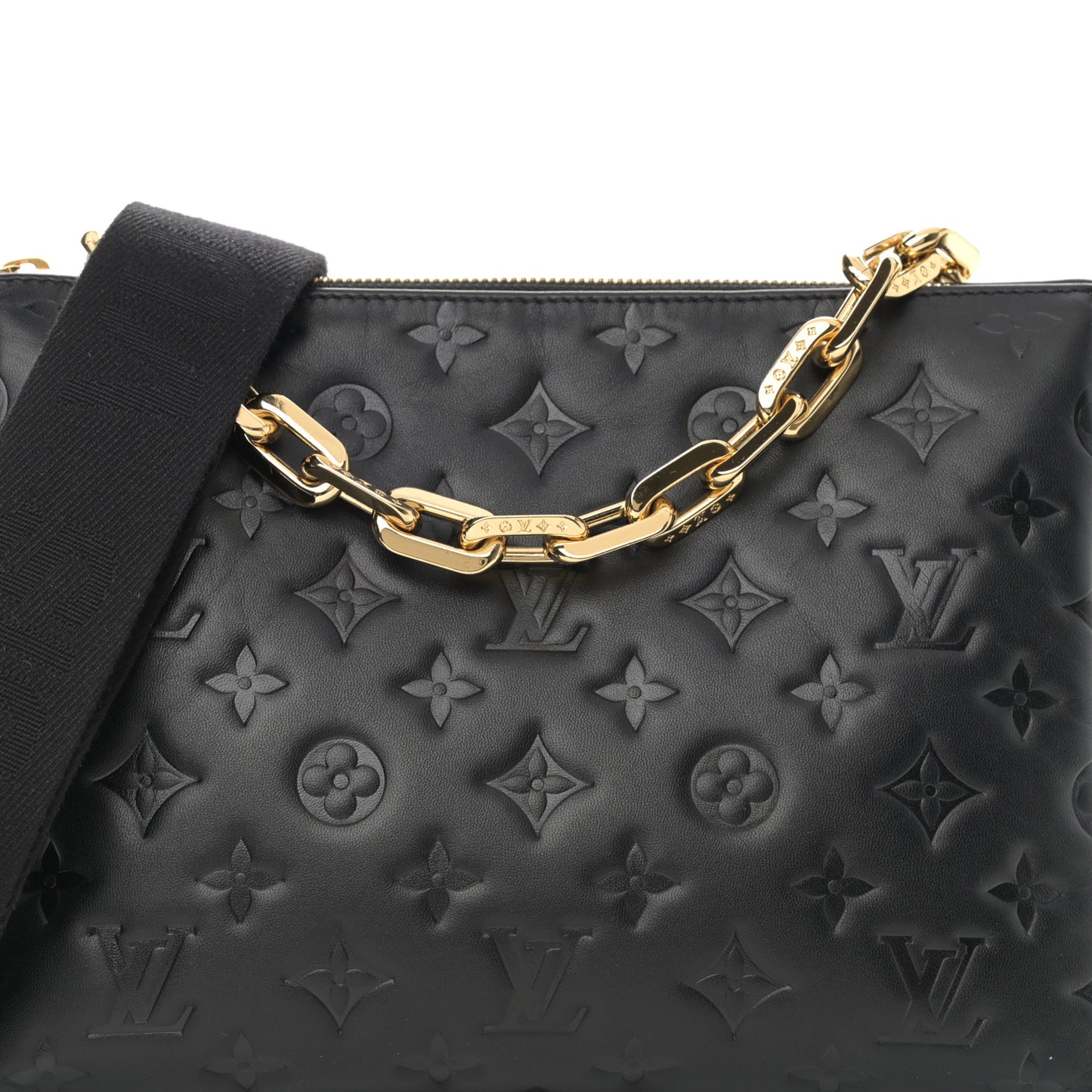 Lambskin Embossed Monogram Coussin PM Black