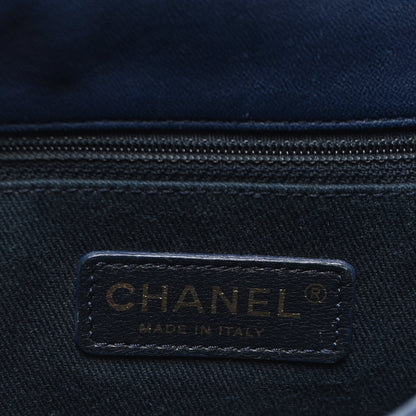 Chanel Calfskin Surpique Chevron Medium Flap Navy 6 of 10