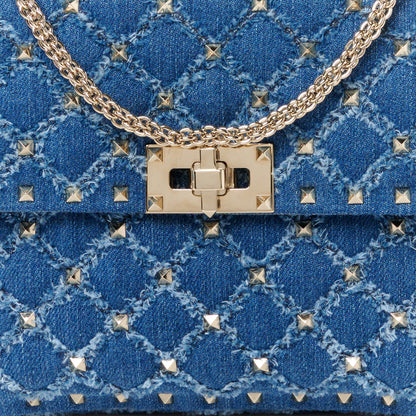 Valentino Garavani Denim Medium Rockstud Spike Shoulder Bag Denim 8 of 10