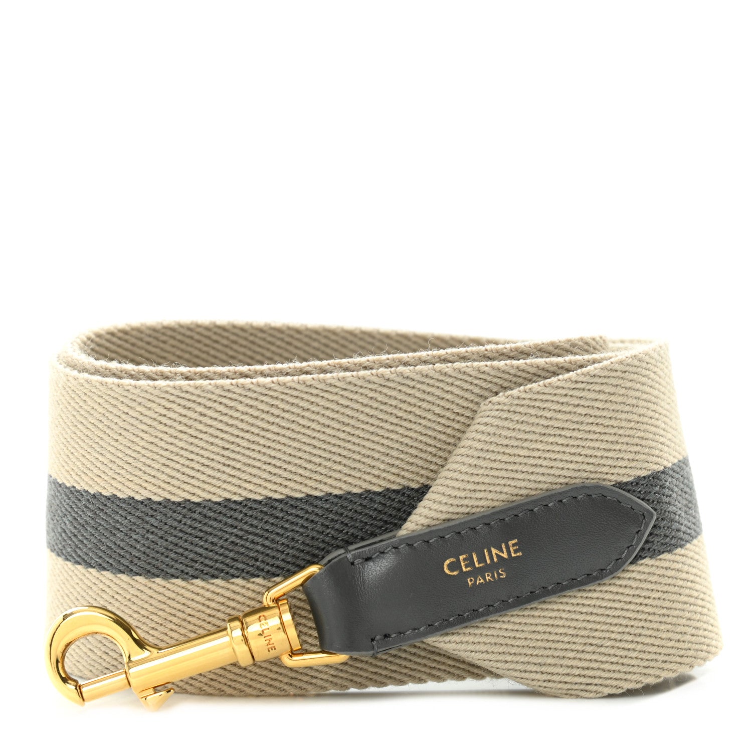 Celine Textile Calfskin Striped Short Strap Natural Grey 1 of 6