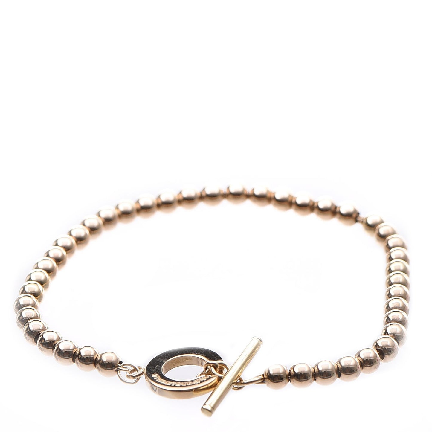 18K Yellow Gold 4mm Beads Toggle Bracelet