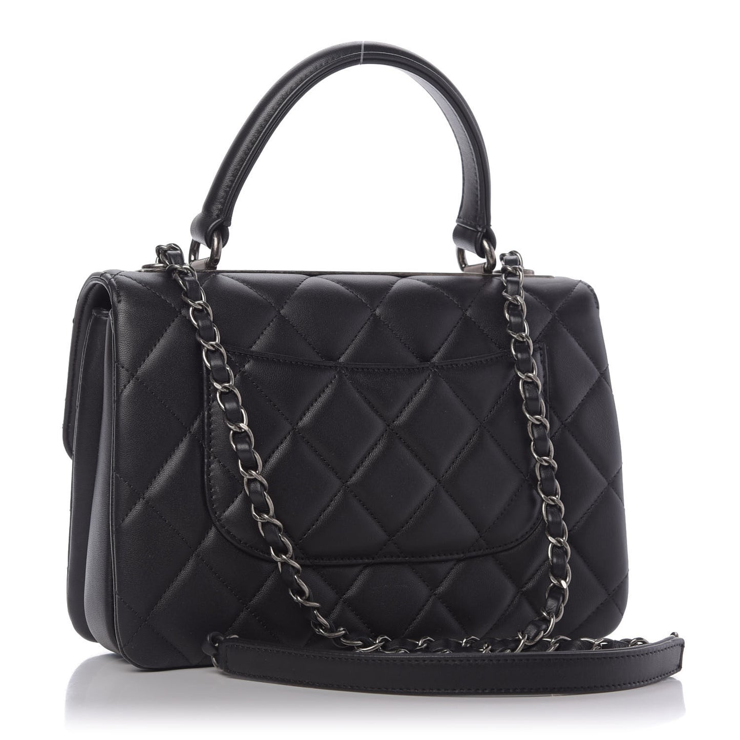 Lambskin Quilted Small Trendy CC Dual Handle Flap Bag Black