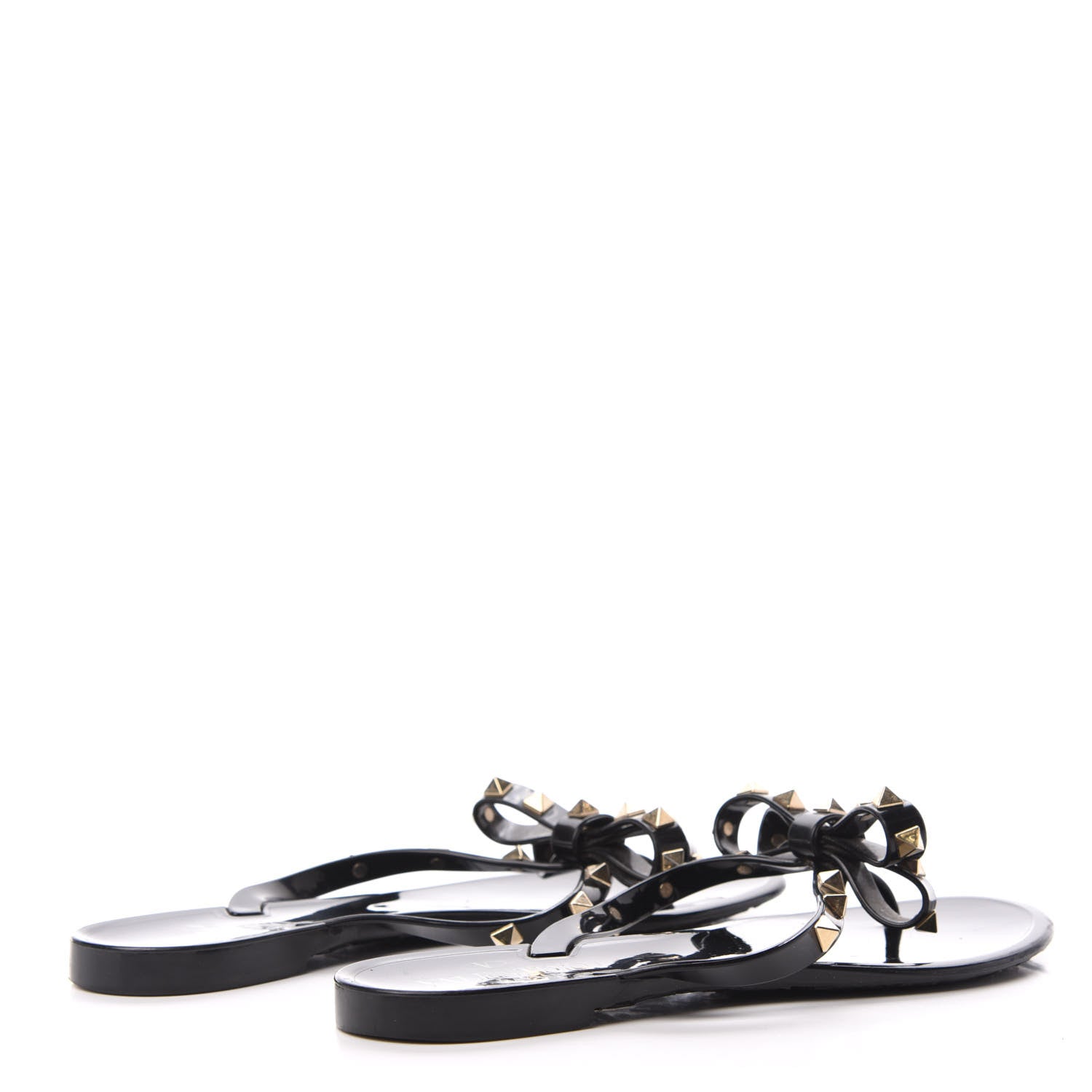 Valentino Garavani PVC Jelly Rockstud Bow Thong Sandals 38 Black 4 of 7