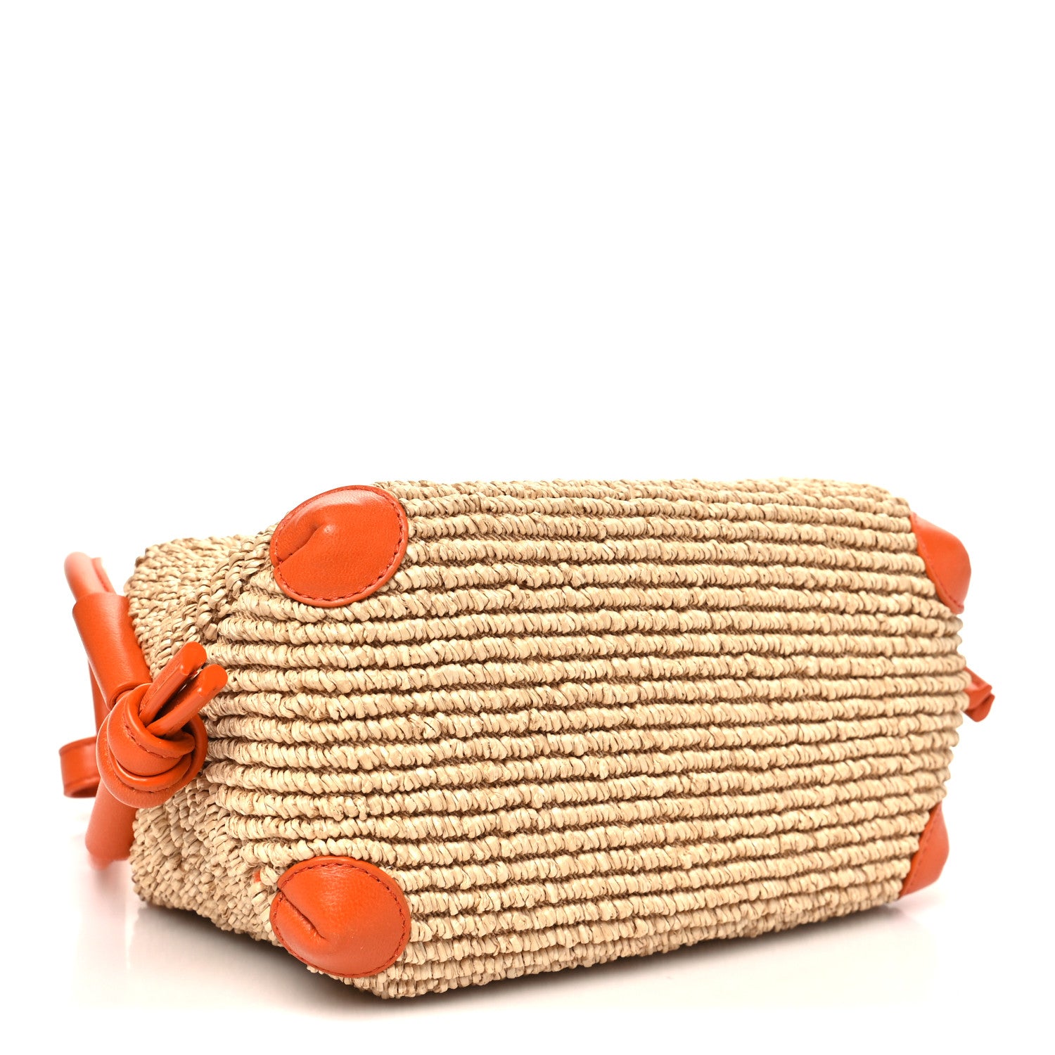 Bottega Veneta Raffia Calfskin Small Loop Top Handle Natural Burned Orange 4 of 9