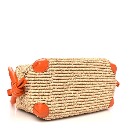 Bottega Veneta Raffia Calfskin Small Loop Top Handle Natural Burned Orange 4 of 9