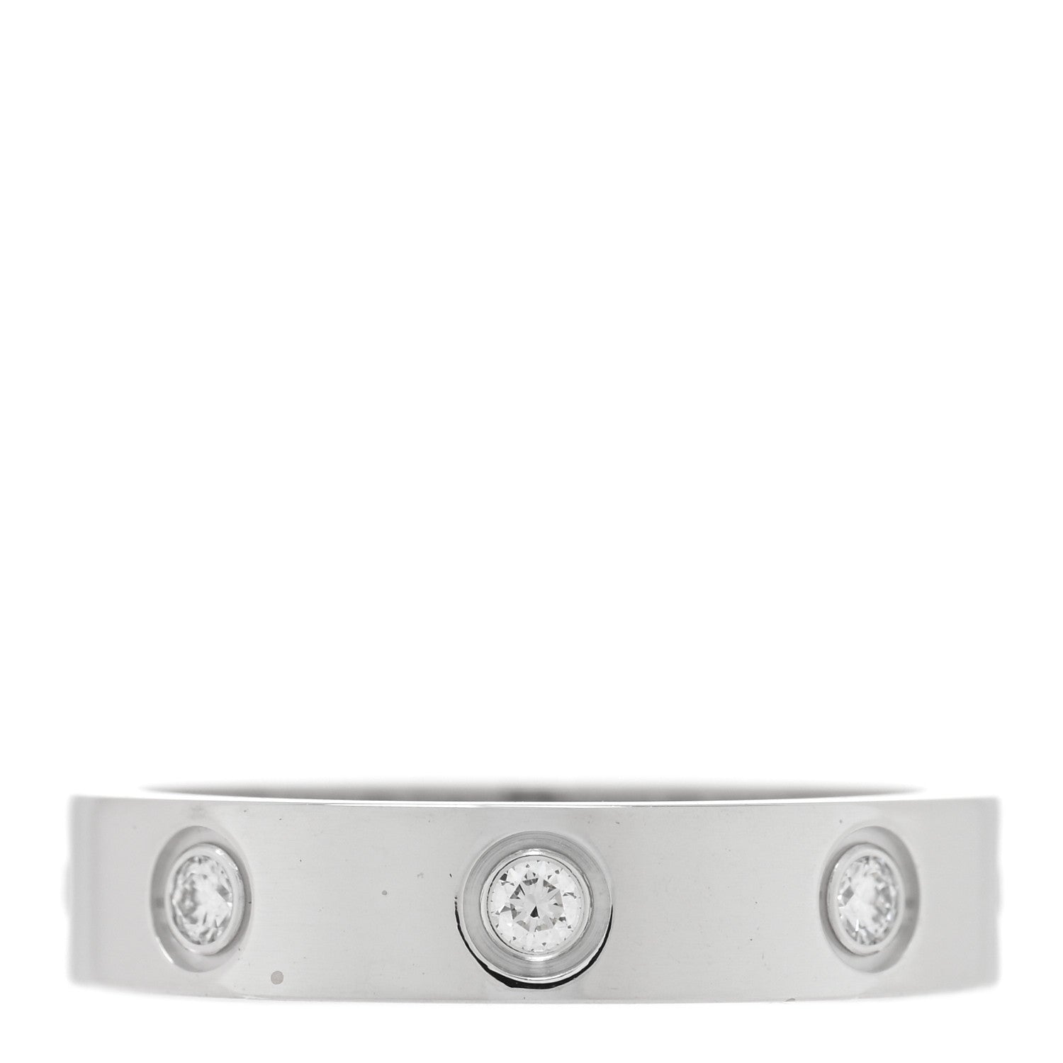 Cartier 18K White Gold 8 Diamond 4mm Wedding Band LOVE Ring 51 5.75 3 of 5
