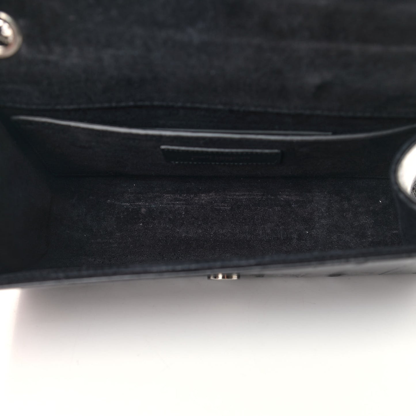 Glossy Eelskin Small Monogram Kate Satchel Black
