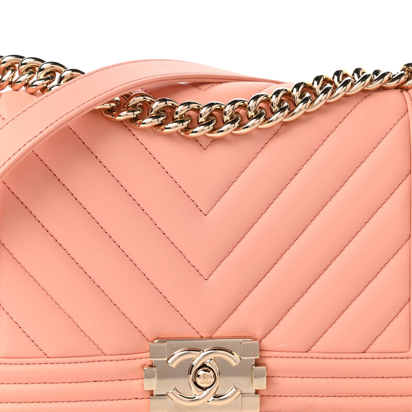 Lambskin Chevron Quilted Medium Boy Flap Light Pink
