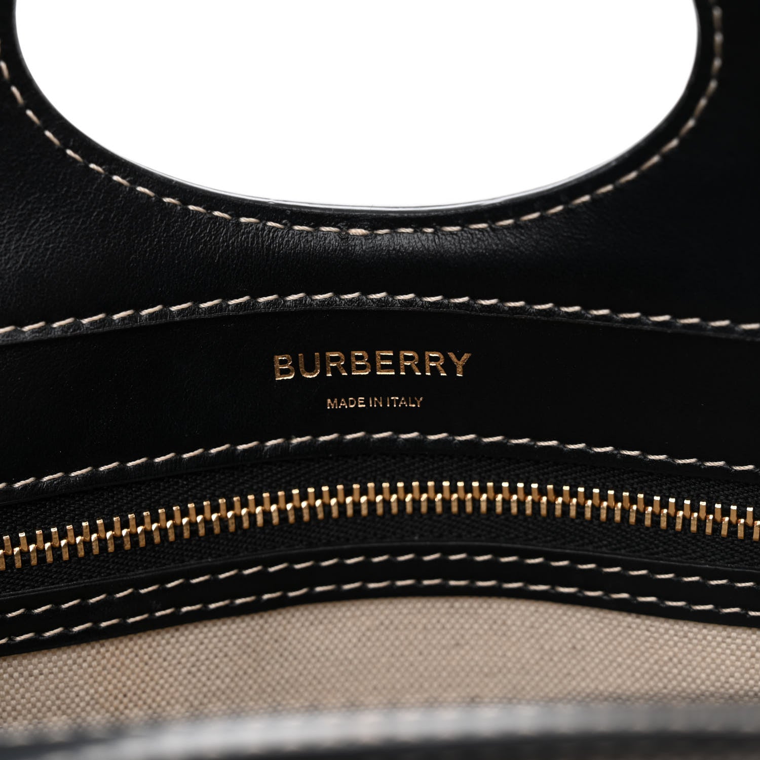 Burberry Smooth Calfskin Canvas Two Tone Mini Pocket Bag Black Tan 6 of 13
