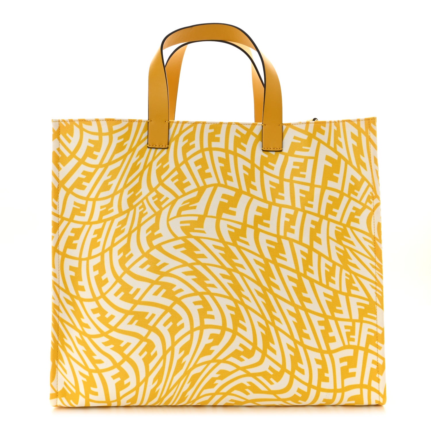 Fendi X SARAH COLEMAN Glazed Canvas Vitello King FF Vertigo Shopping Tote Bag Mimosa White 1 of 10