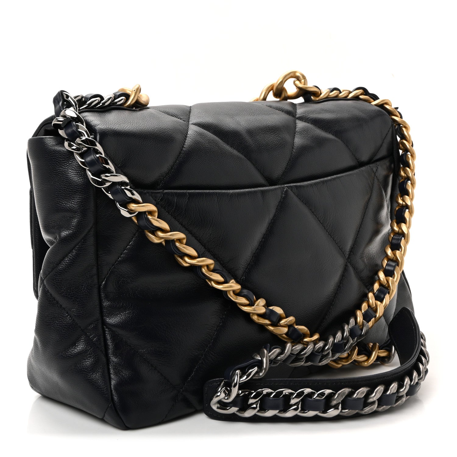 Chanel Goatskin Quilted Large Chanel 19 Flap Navy Blue 3 of 10