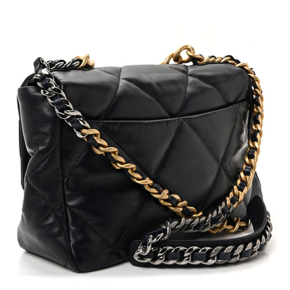 Chanel Goatskin Quilted Large Chanel 19 Flap Navy Blue 3 of 10