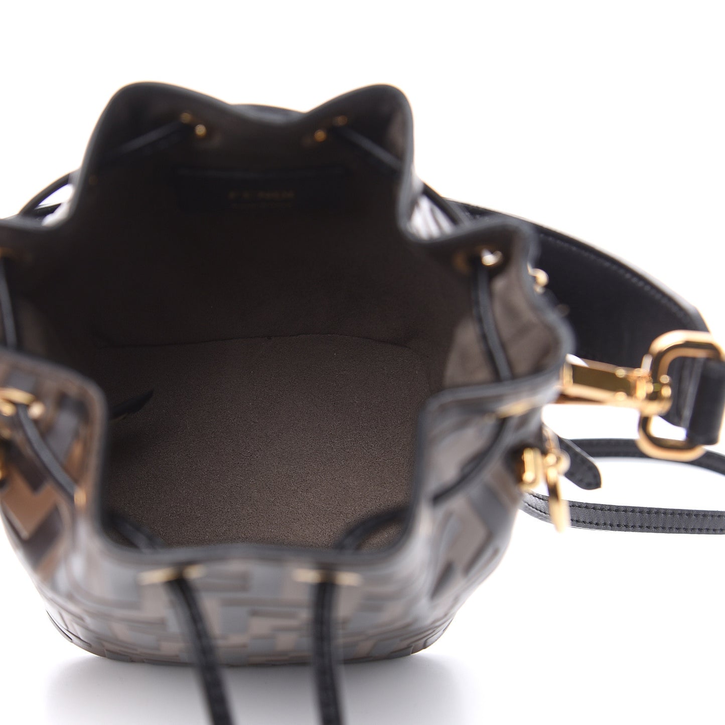 Vitello Liberty F is Fendi Bi-Color FF 1974 Embossed Mini Mon Tresor Bucket Bag Maya Black
