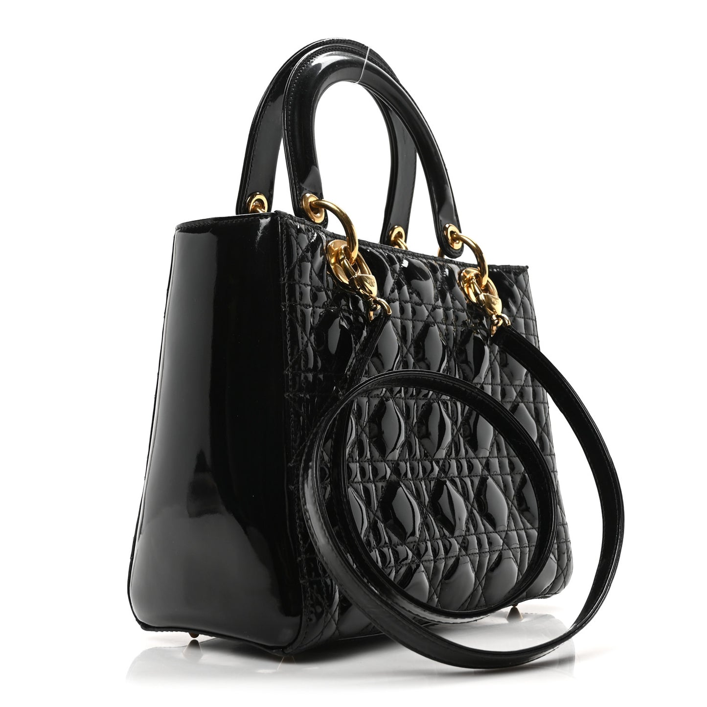 Patent Cannage Medium Lady Dior Black