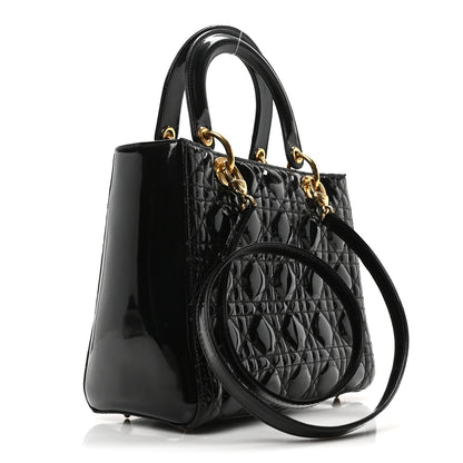 Christian Dior Patent Cannage Medium Lady Dior Black 3 of 10