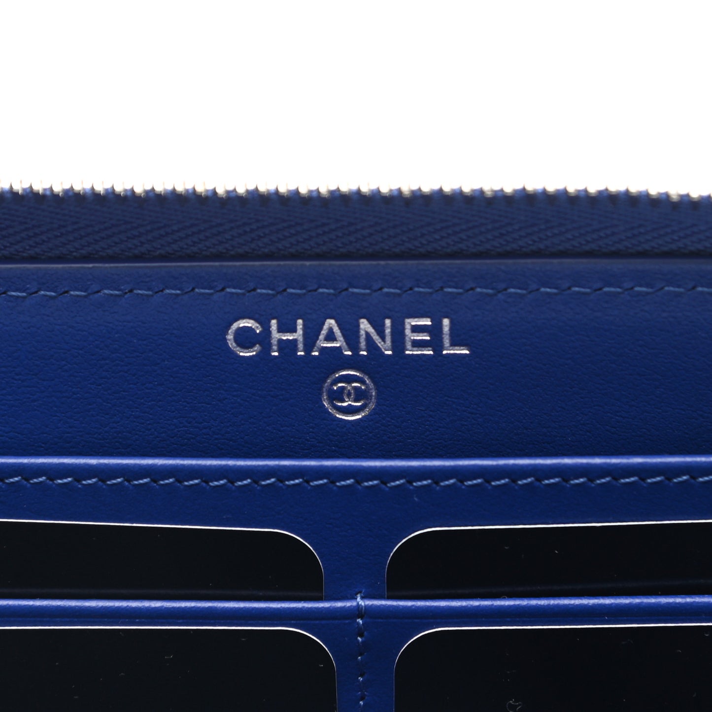 Caviar Quilted Large Gusset Zip Around Wallet Blue