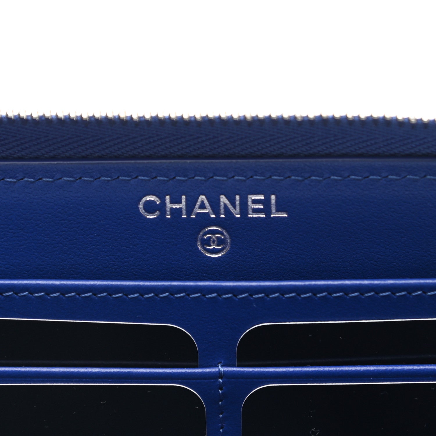 Chanel Caviar Quilted Large Gusset Zip Around Wallet Blue 6 of 9