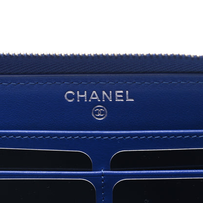 Chanel Caviar Quilted Large Gusset Zip Around Wallet Blue 6 of 9