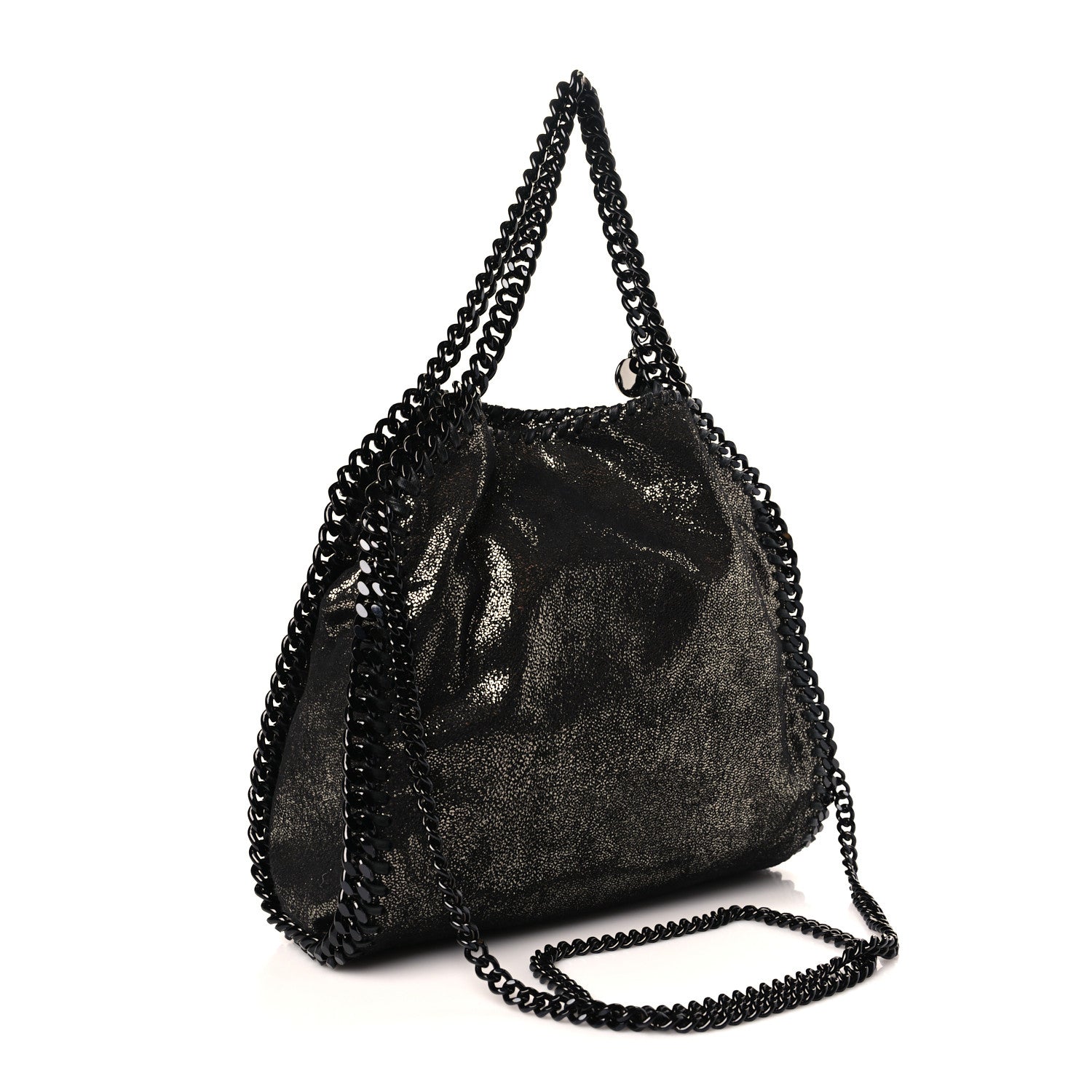 Stella McCartney Chamois Shiny Dotted Mini Falabella Fold Over Tote Ruthenium 3 of 9